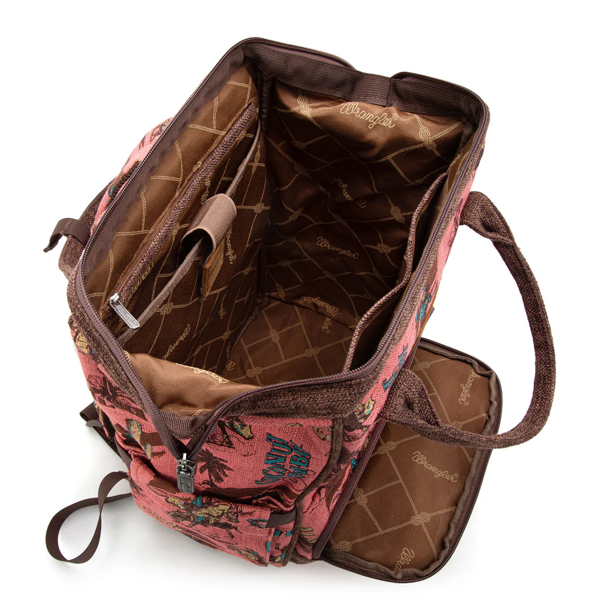 Wrangler Vintage Retro Cowboy Cool Print Backpack Hot Pink