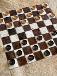 Genuine Cowhide Checkers Board