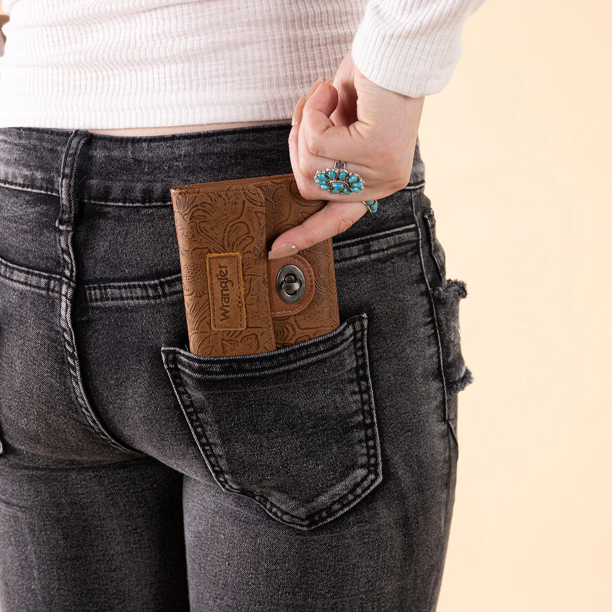 Wrangler Floral Embossed Trifold Wallet