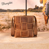 Wrangler Woven Tooled Grid Panel Crossbody Bag