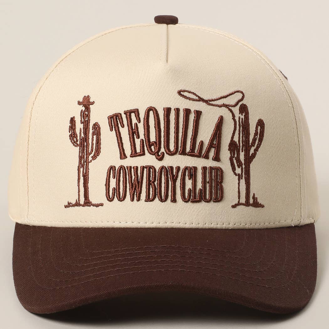 TEQUILA COWBOY CLUB 3D Letter Embroidery Two-Tone Trucker : Brown / ONE SIZE