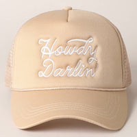 Howdy Darlin' Embroidered Mesh Back Trucker Cap: BLACK / One Size