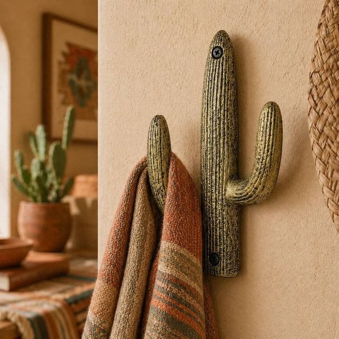 Weathered Gold Cactus Wall Hook