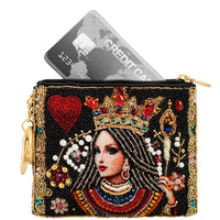 The Queen Playing Card Beaded Coin Purse