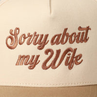 Sorry About My Wife Embroidery Two-Tone Canvas Cap: ONE SIZE