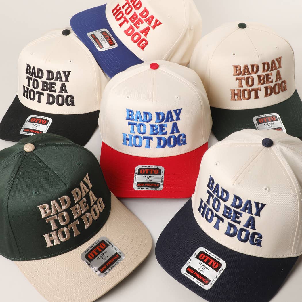 BAD DAY TO BE A HOT DOG Embroidered Trucker Hat : RYL/NATL / One Size