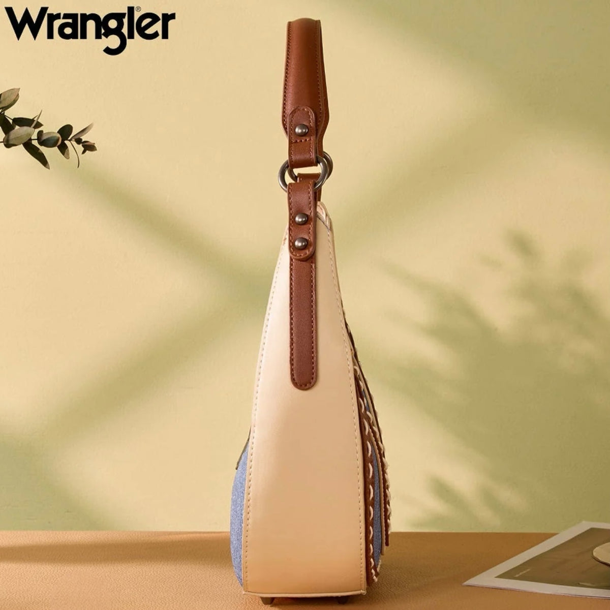 Wrangler Contrast Stitch Chevron Hobo Shoulder Bag