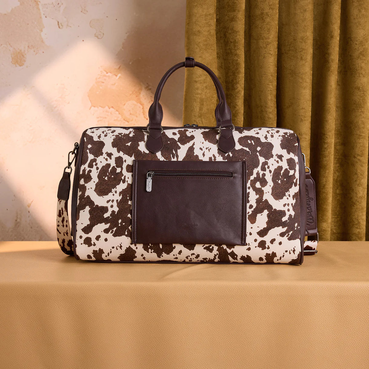 Wrangler Cow Print Fringe Duffle Crossbody