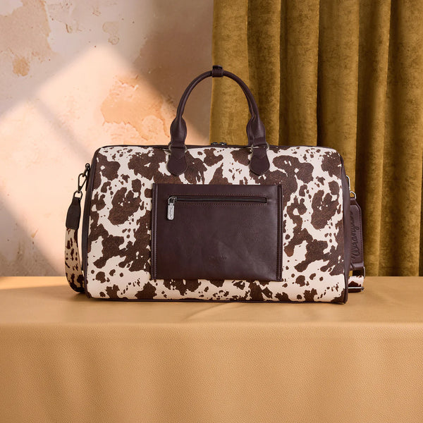 Wrangler Cow Print Fringe Duffle Crossbody