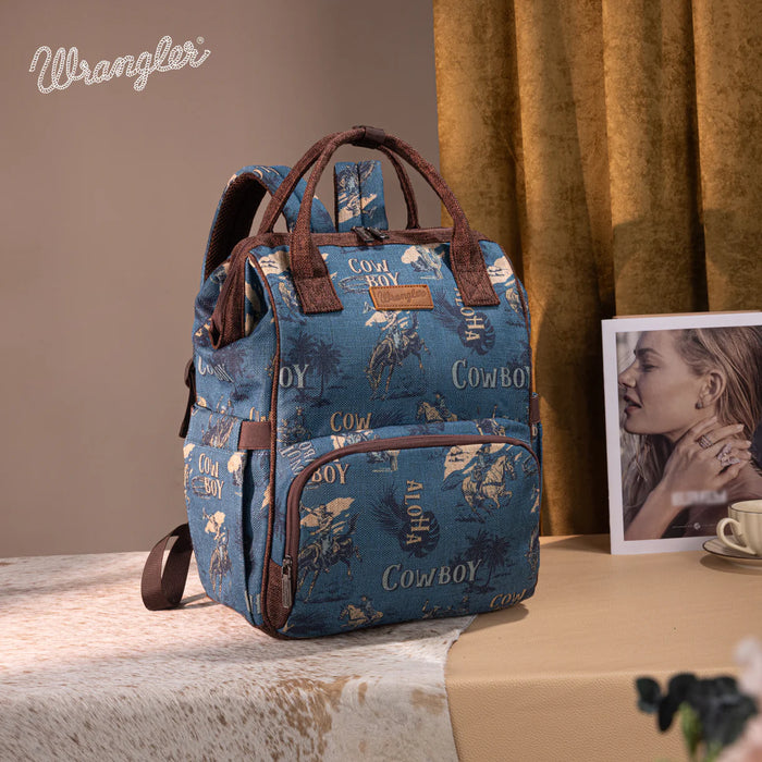 Wrangler Vintage Retro Cowboy Cool Print Backpack Jean