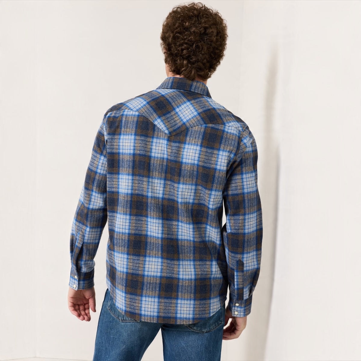 Men’s Pendleton Plaid Snap-Front Western Canyon Shirt - Blue/Tan