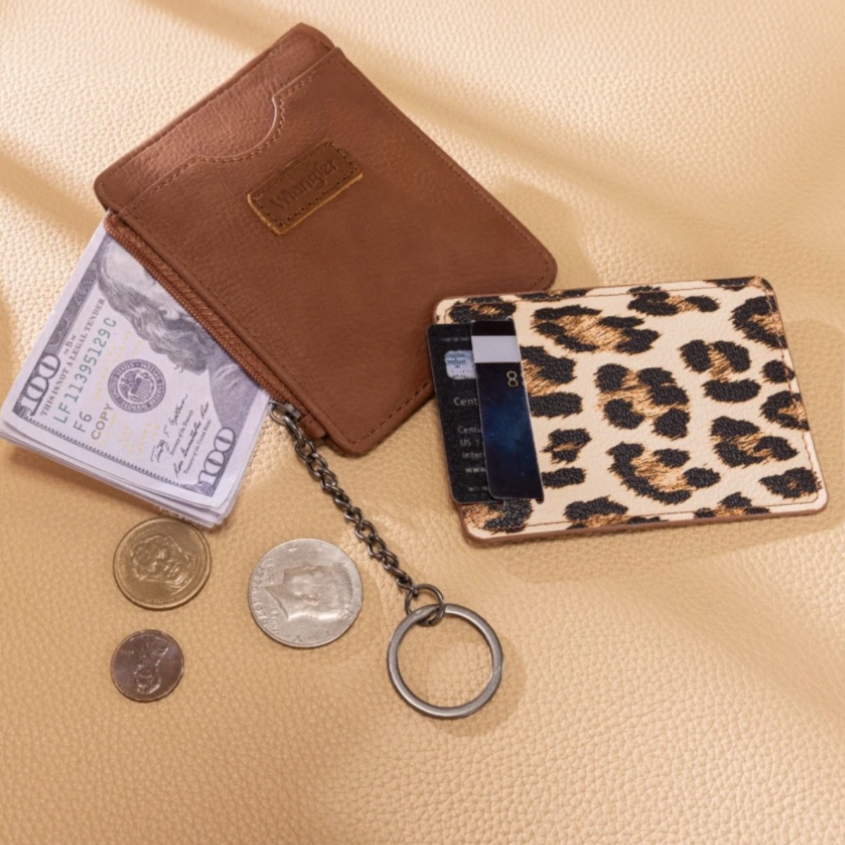 Small Card Case Keychain With Detachable Card Holder