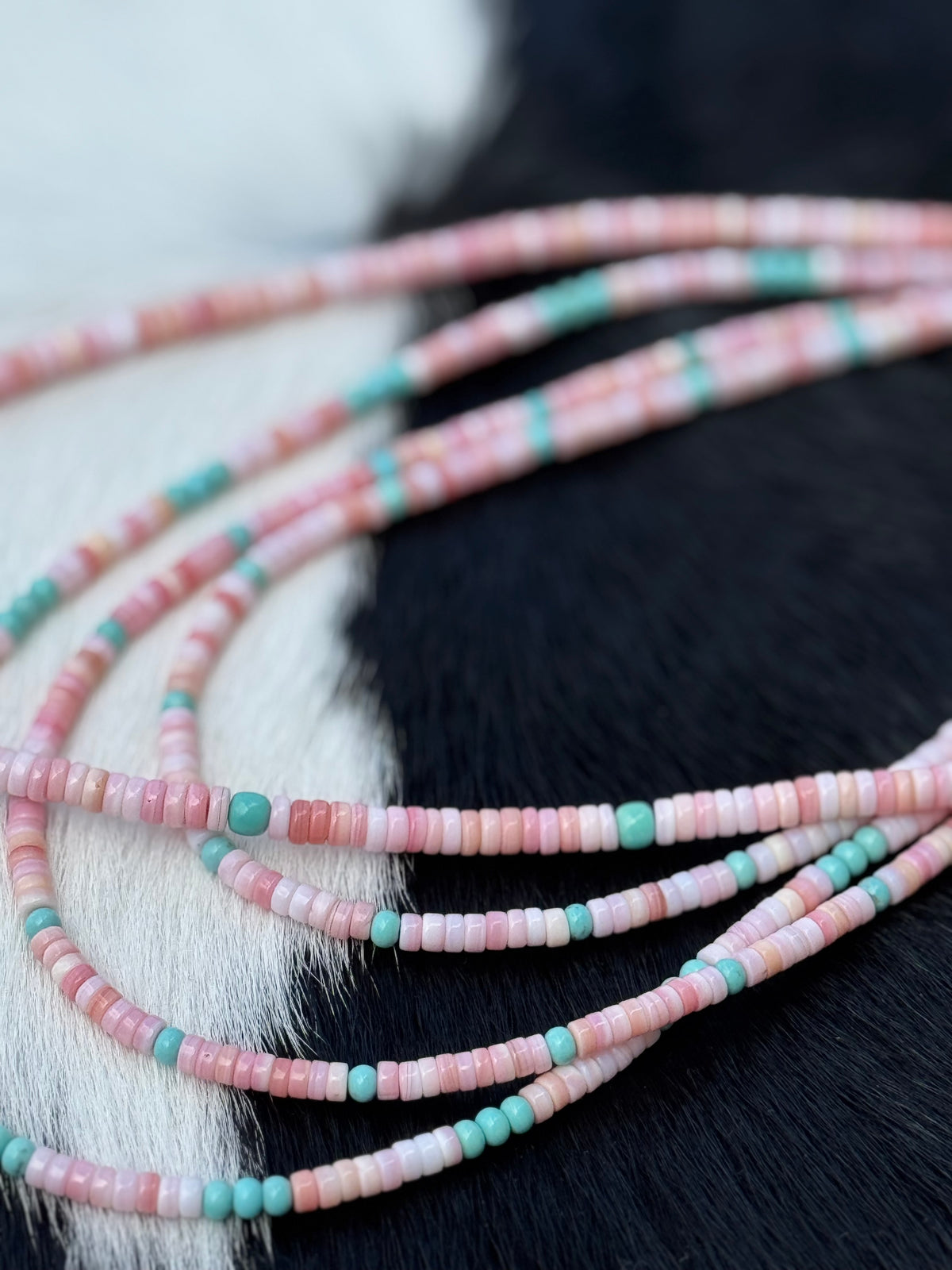 Handmade Pink Conch And Turquoise Necklace