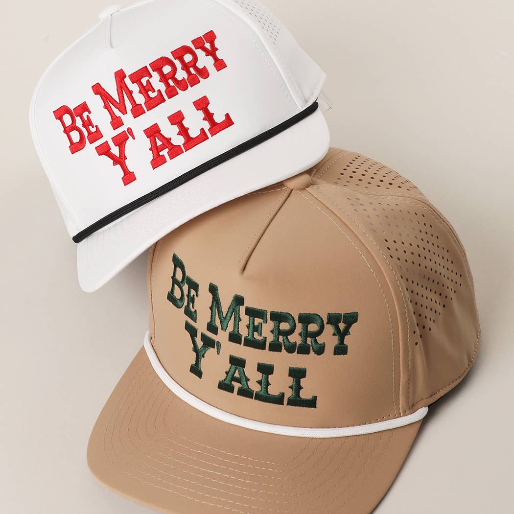 Be Merry Y’All Premium Materials Rope Strap Trucker Hat: Sand One Size
