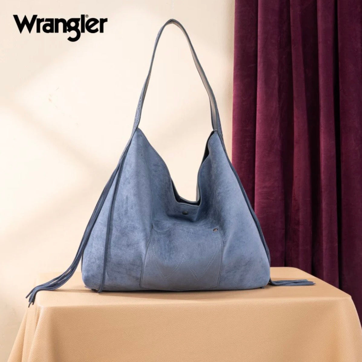 Wrangler Fringe Floral Tooled Hobo Bag