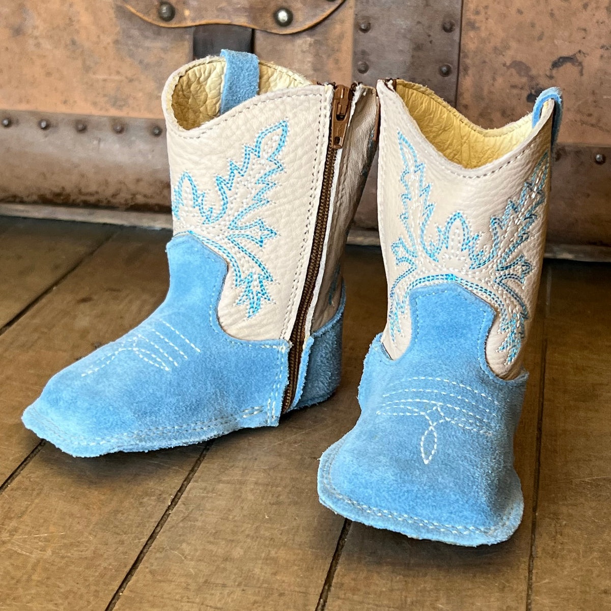 Suede Infant Cowboy Boots Sky Blue