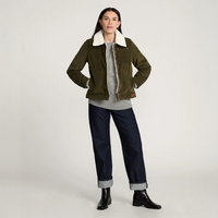 WOMEN'S PENDLETON WIND RIVER CORDUROY TRUCKER JACKET-DARK OLIVE