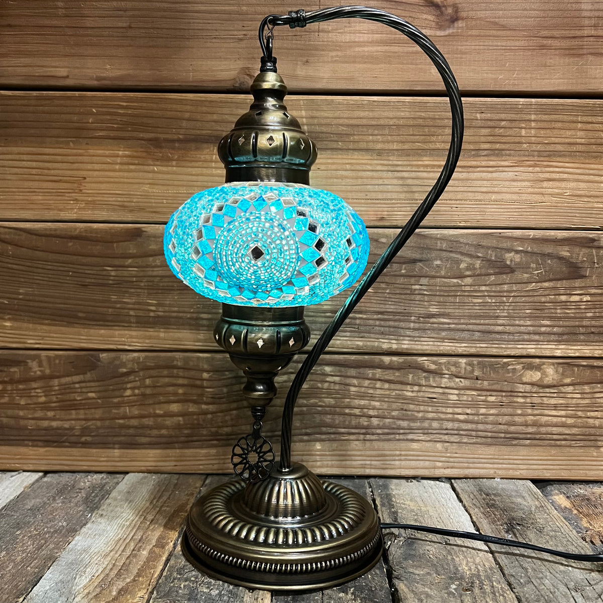 Handmade Half a Heart Turkish Lamps - Light Blue