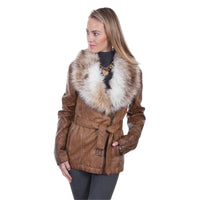 Scully Ladies Brown Faux Fur Trim Jacket