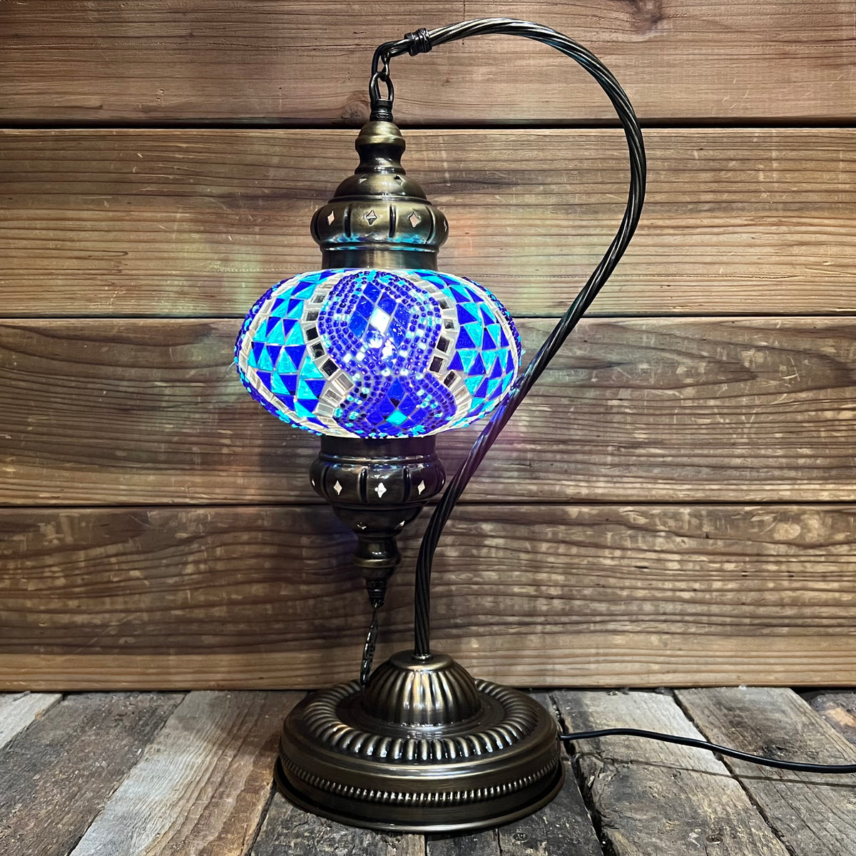 Handmade Half a Heart Turkish Lamps - Light Blue