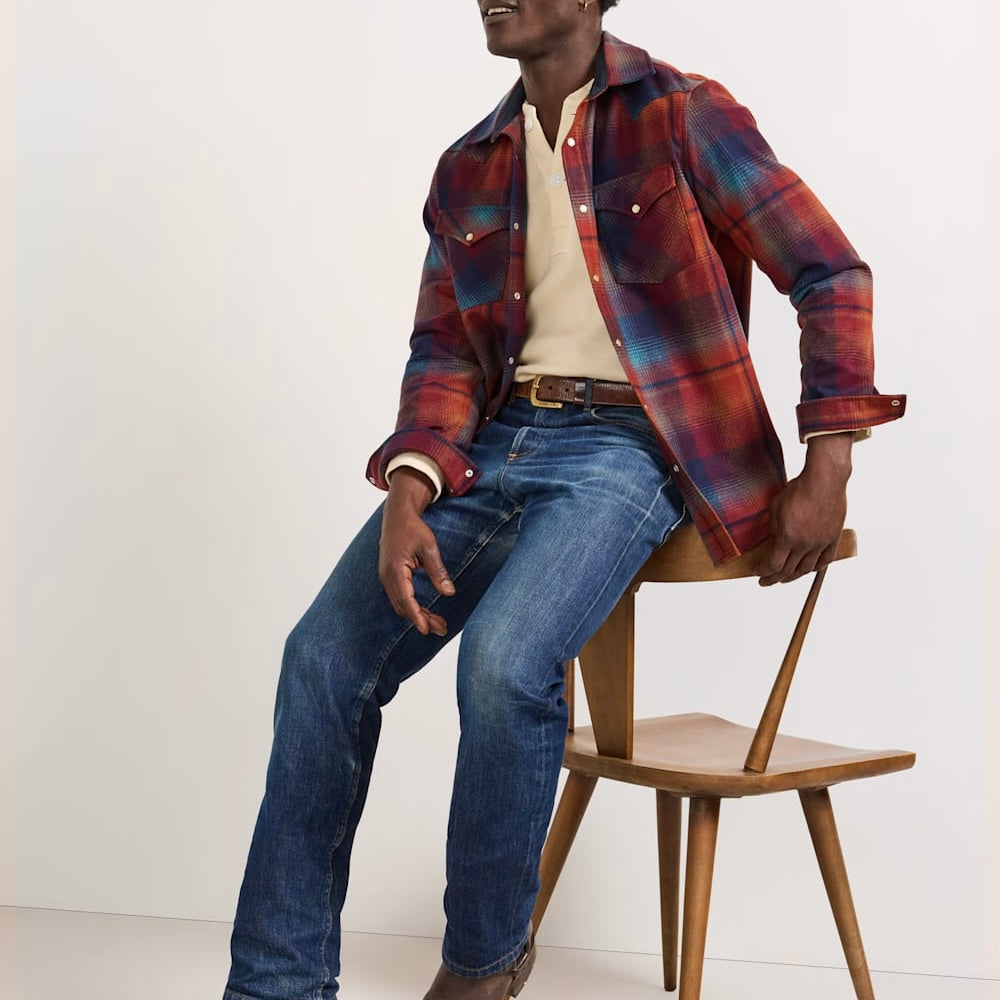 Men’s Pendleton Plaid Snap-Front Western Canyon Shirt - Maroon/Teal