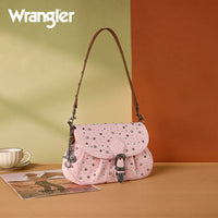 Wrangler Rhinestone Denim Flap Crossbody Shoulder Bag