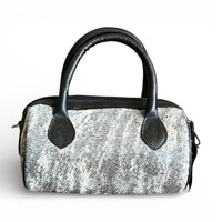 Genuine Cowhide Mini Duffle Purse with Crossbody Strap