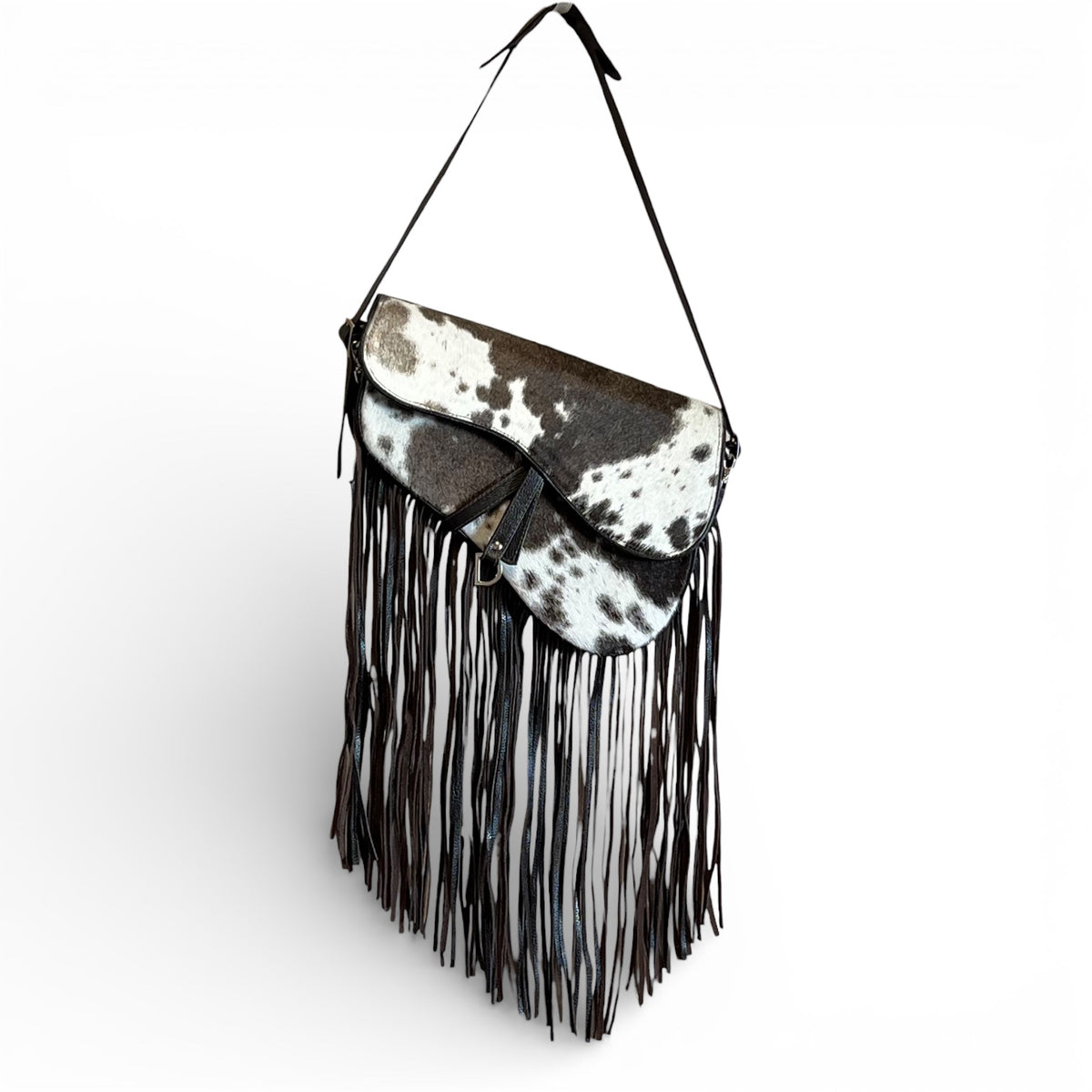 Genuine Cowhide Fringe Saddle Bag
