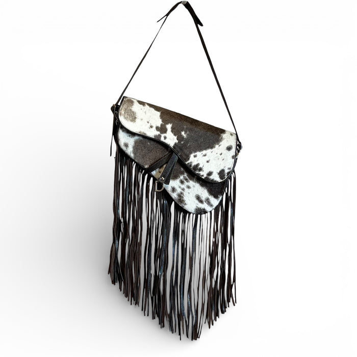 Genuine Cowhide Fringe Saddle Bag