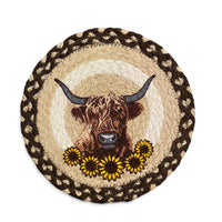 Hand Stenciled Wicker Mat 10 Inch