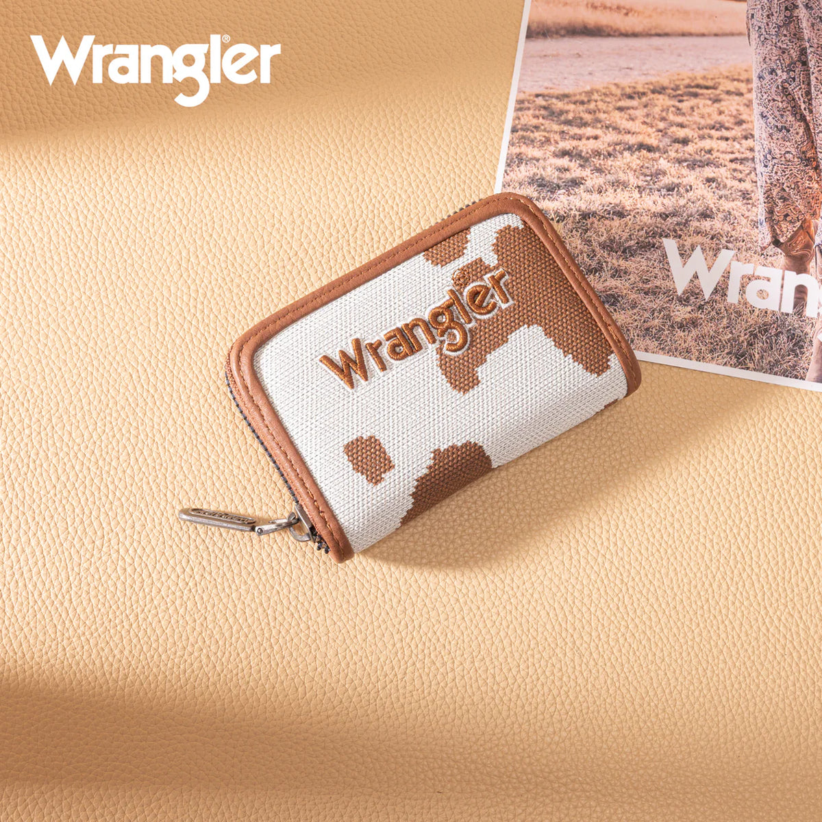 Wrangler Small Cow Print Zip Wallet