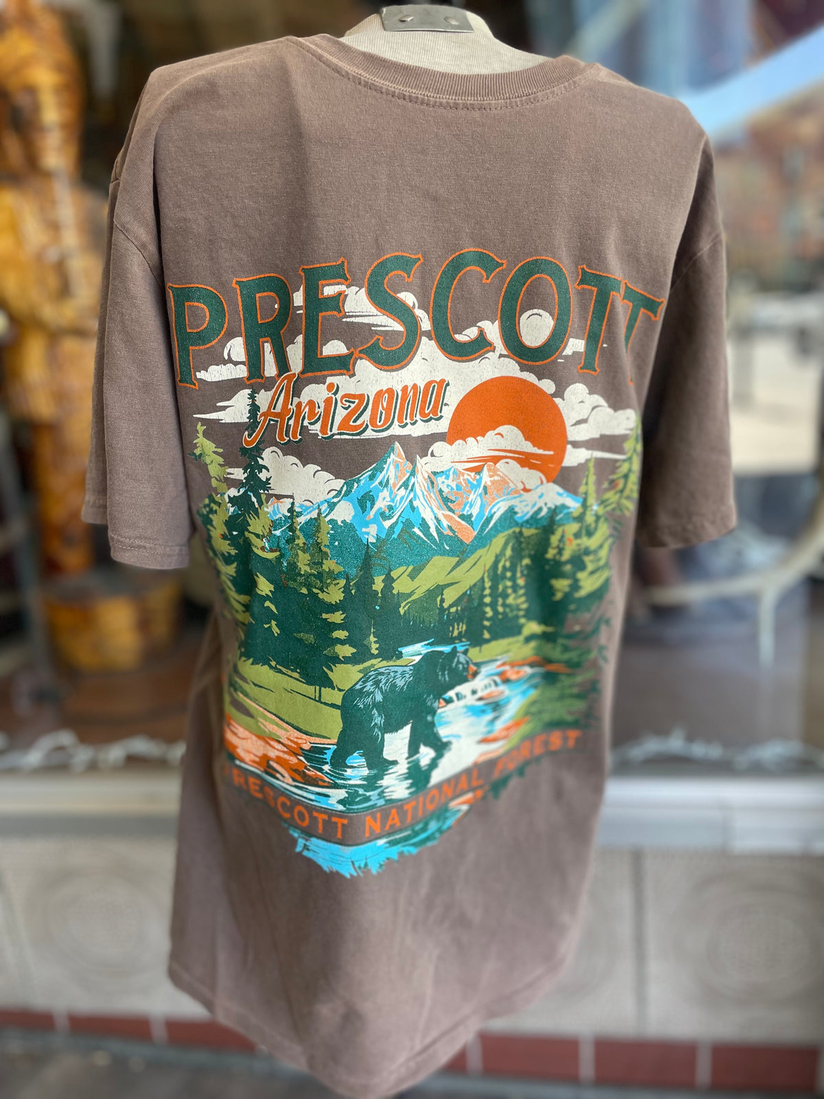 Unisex Coffee Colored Prescott Mountains W/ Black Bear