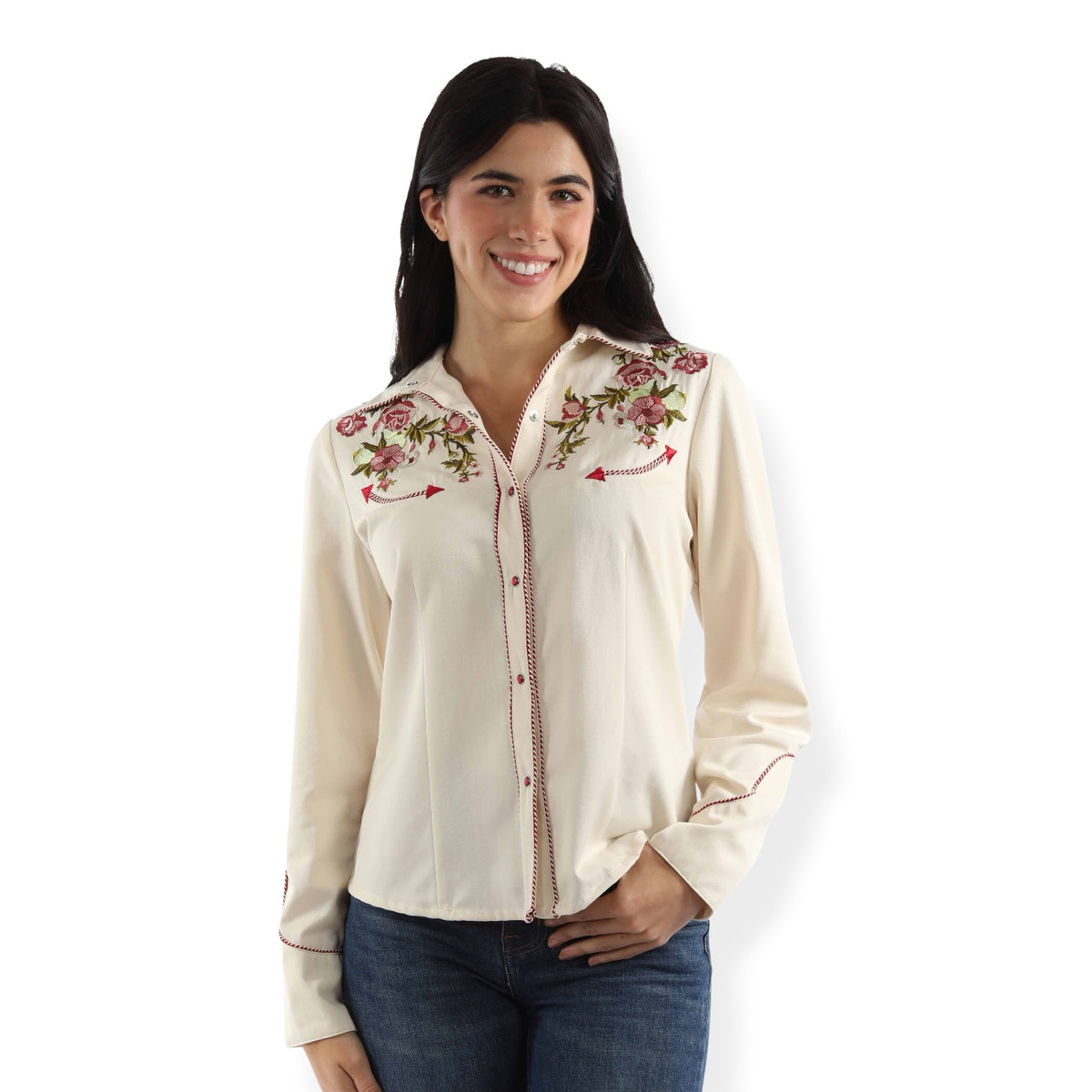 Scully Women’s Embroidered Floral Snap Longsleeve Shirt