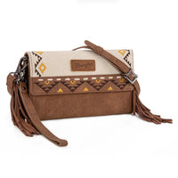 Wrangler Aztec Embroidered Fringe Wallet/Crossbody