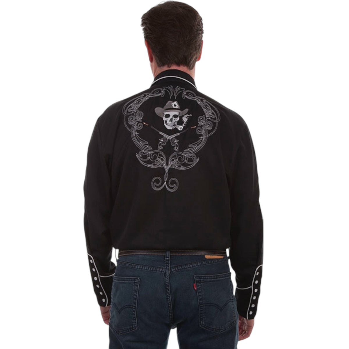 Scully Men’s Embroidered Smoking Gun Pearl Snap Shirt