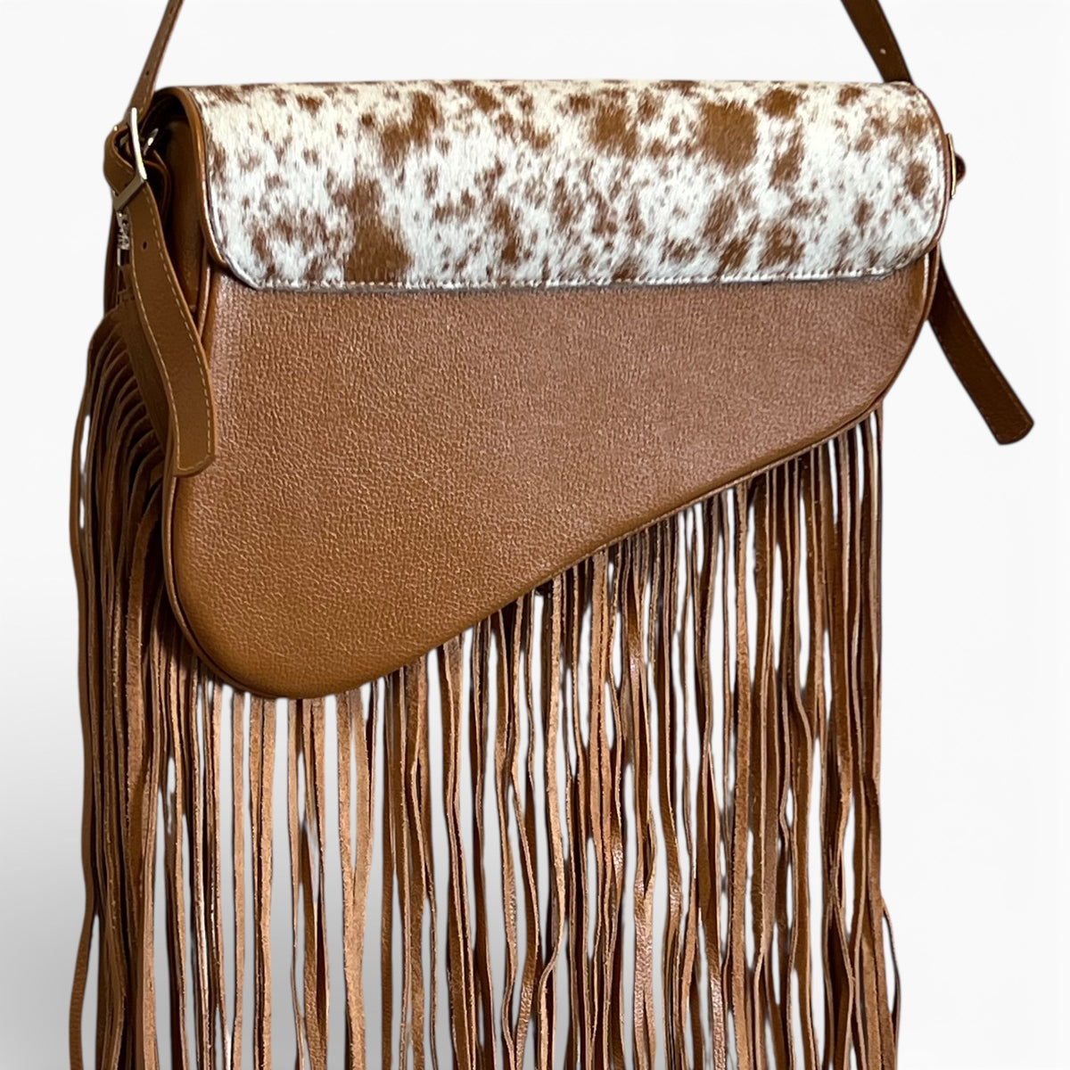 Genuine Cowhide Fringe Saddle Bag