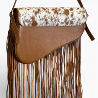 Genuine Cowhide Fringe Saddle Bag