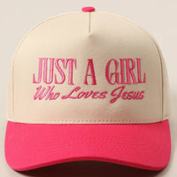 Just A Girl Who Loves Jesus Embroidery Trucker Hat: ONE SIZE