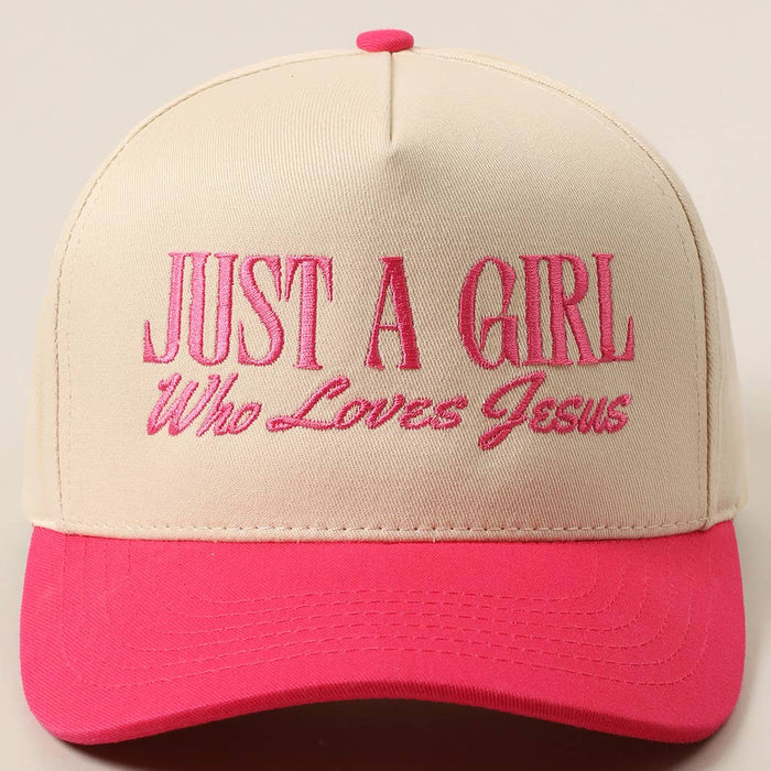 Just A Girl Who Loves Jesus Embroidery Trucker Hat: One Size