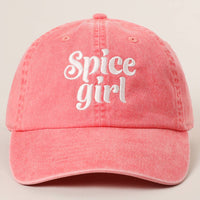 Spice Girl Typography Embroidered Baseball Cap: Coral / One Size