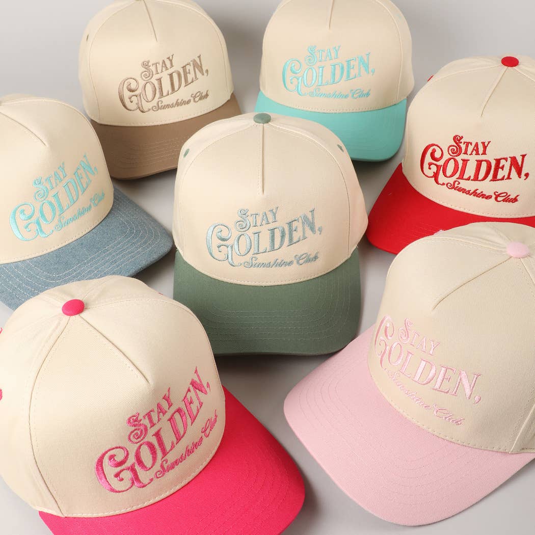 Stay Golden Sunshine Club Embroidery Trucker Hat: Mint / ONE SIZE