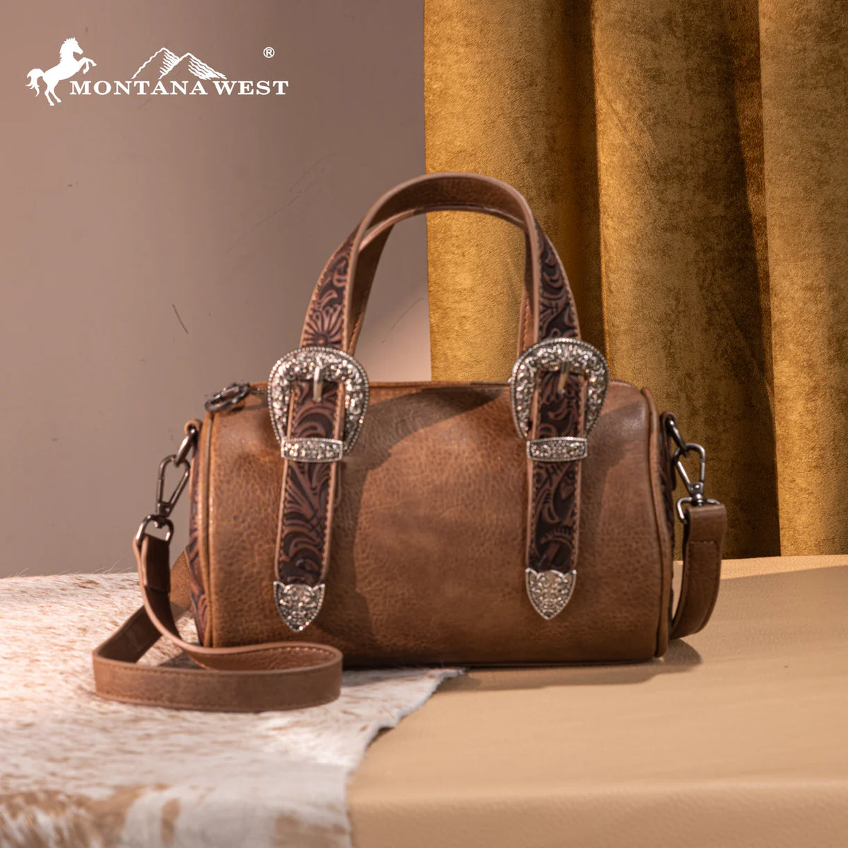 Montana West Tooled Mini Barrel Crossbody Bag