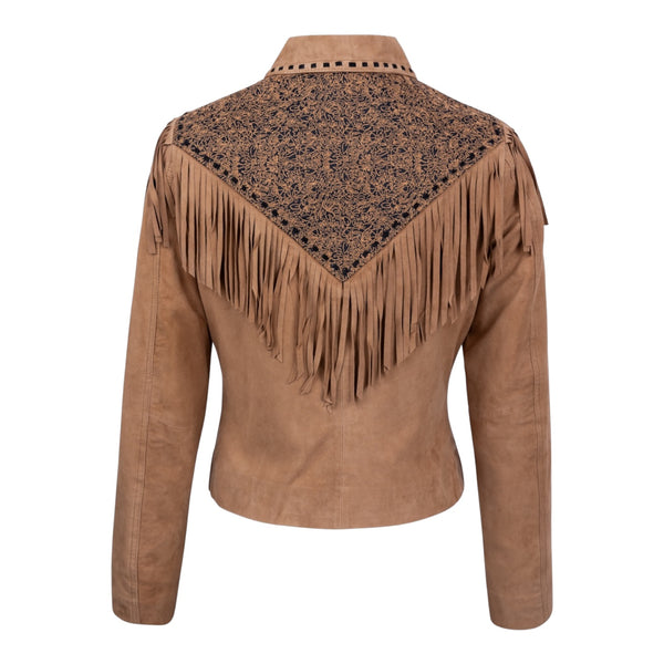 Scully Chestnut Embroidered Fringe Jacket