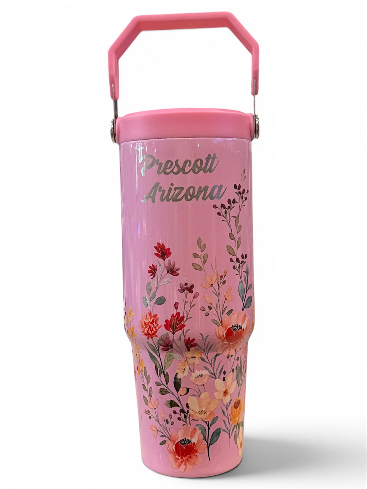 Stainless Steel Floral Top Handle Tumbler 30oz.