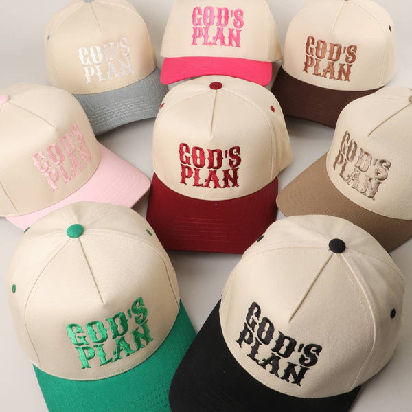 GOD's Plan Embroidered Two-Tone Trucker Hat: One Size