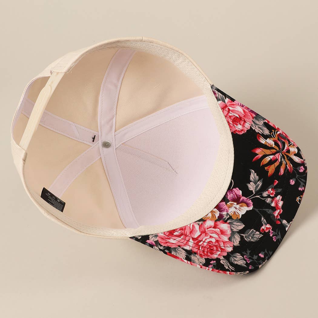 HOWDY Darlin' Embroidery Patch Floral Two-Tone Hat: Black / ONE SIZE