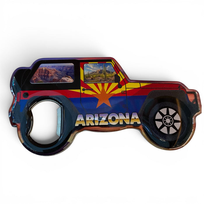 Arizona Flag Jeep Bottle Opener Magnet