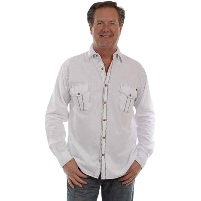 Scully Men’s Western Contrast Stitching White