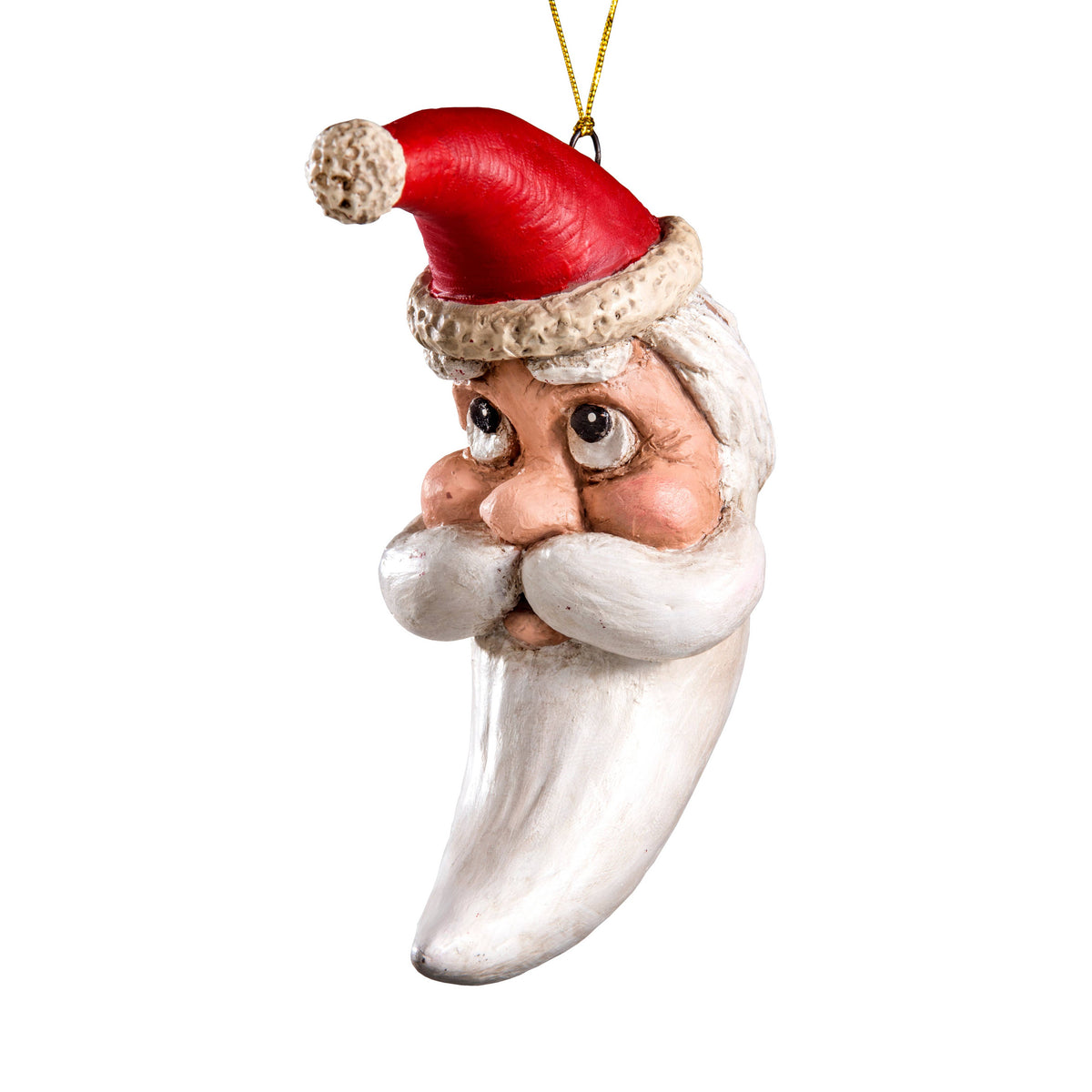 Large Crescent Santa Head Christmas Ornament