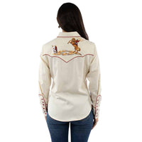 Scully Women’s Cattle Roper Embroidered Western Shirt Cream
